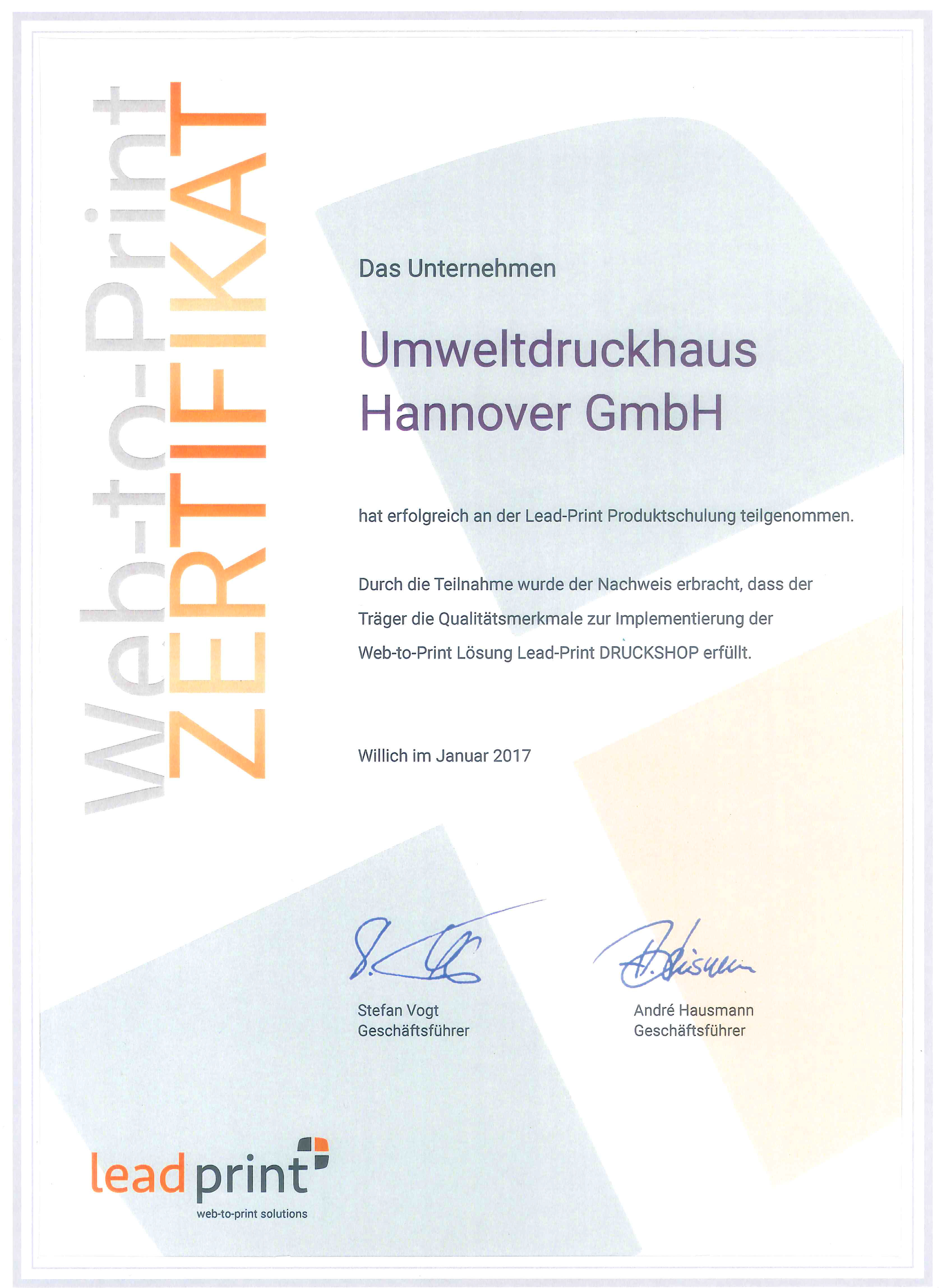 Web-to-Print-Zertifikat-2017 UmweltDruckhaus Hannover